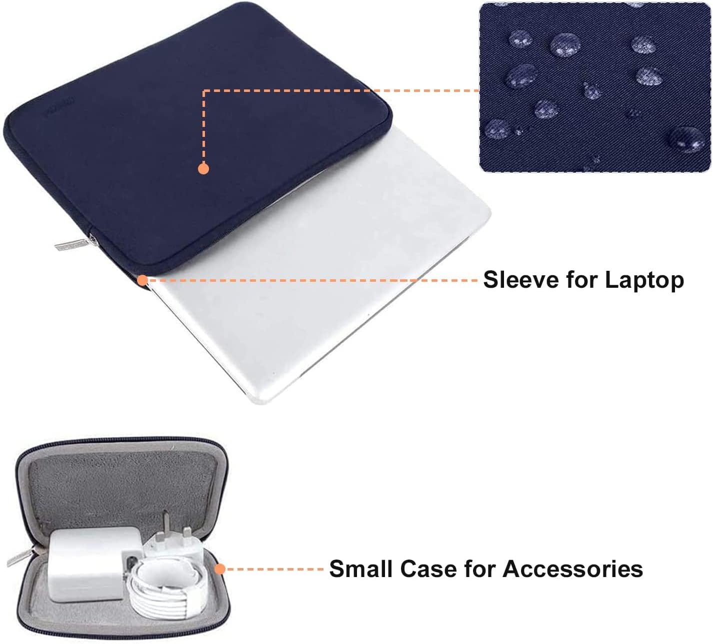 MOSISO Laptop Case 14 inch, 14 inch Laptop Sleeve Bag Compatible with HP Lenovo Dell ASUS Acer, HP Stream, Dell Latitude, Lenovo IdeaPad, Neoprene Computer Sleeve Bag with Small Case, Navy Blue