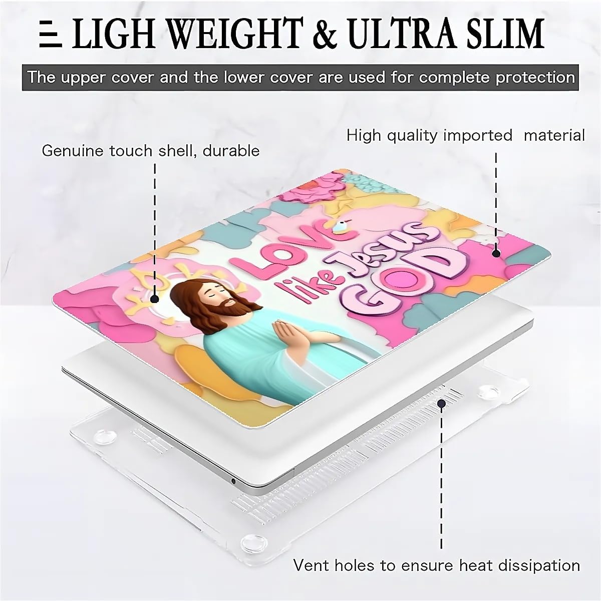 Compatible with MacBook Air 13.3 13.6 Inch Case 2022 2021 2020 2019 Plastic Hard Shell Case Cover,13.6 Air (A2681) M2 2022, Jesus