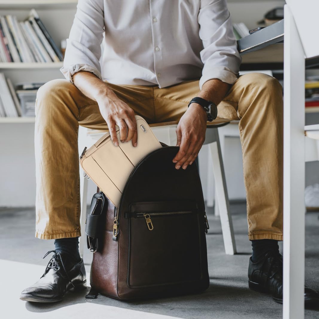 Voova Laptop Sleeve Carrying Case 15.6 16 Inch,Slim Computer Cover Bag Compatible with MacBook Pro 15/16, Dell xps 15,15-16 Inch HP Dell Asus Acer Laptop, Apricot