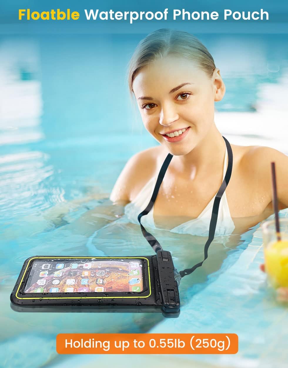 IP68 Waterproof Phone Pouch, Floating Waterproof Phone Case for iphone 16 15 14 13 Pro Max Xs Plus Galaxy S24+ S23 Pixel 8 with Detachable Lanyard,Cellphone Dry Bags Beach Vacation Essentials -2 Pack