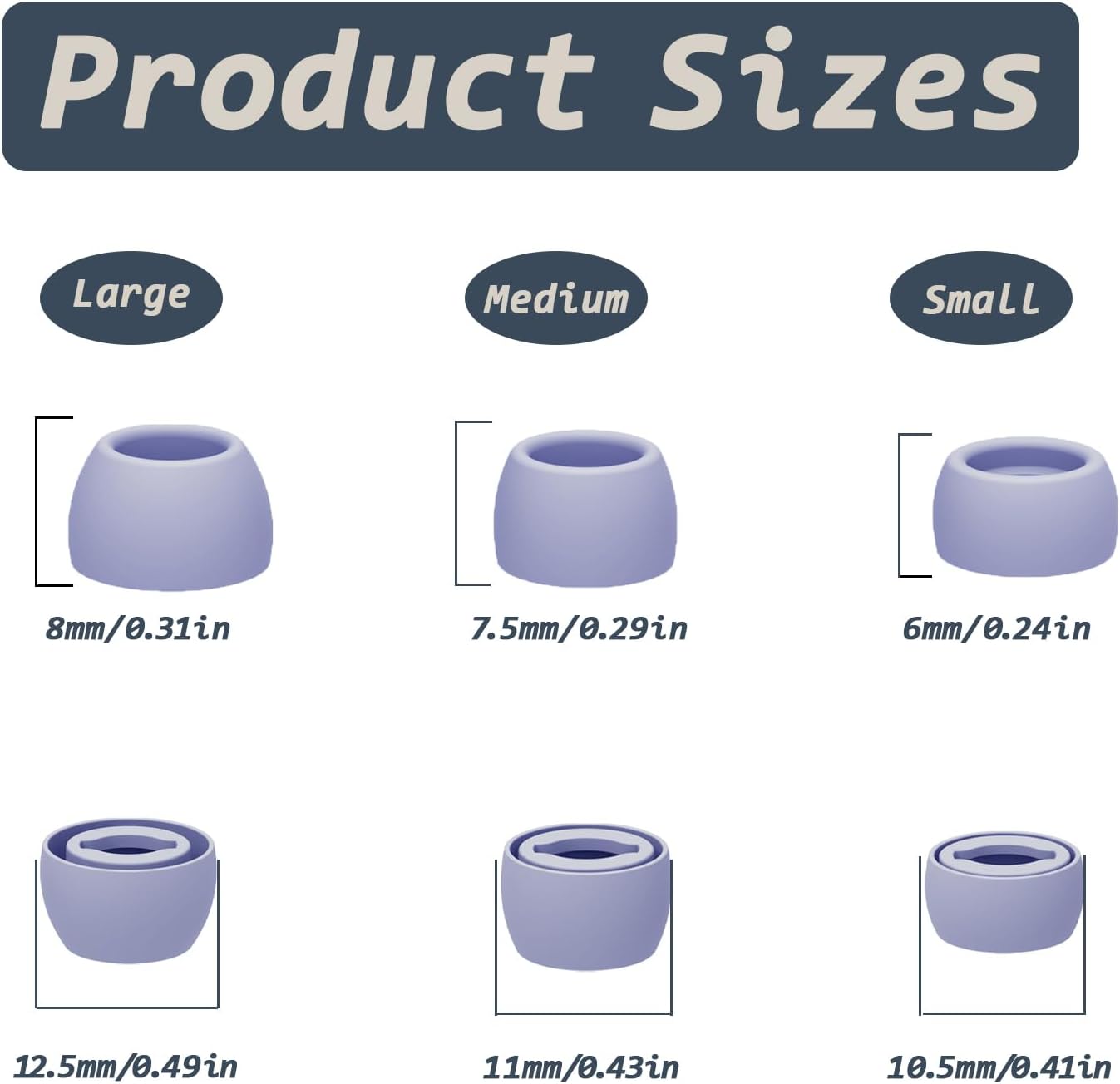 6 Pairs Replacement Eartips for Samsung Galaxy Buds Pro Headphones, Silicone Tips Earbuds Eartips Set, L/M/S Earplug Replacement Accessories (Purple, Without Pen)