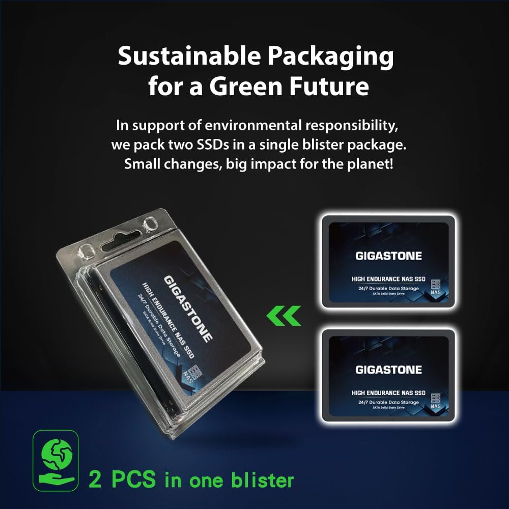 Gigastone 2TB NAS SSD Drive (8-Pack) 24/7 Durable TLC High Endurance RAID Data Storage Network Attached Storage 2.5" SATA Internal Solid State Hard Drives