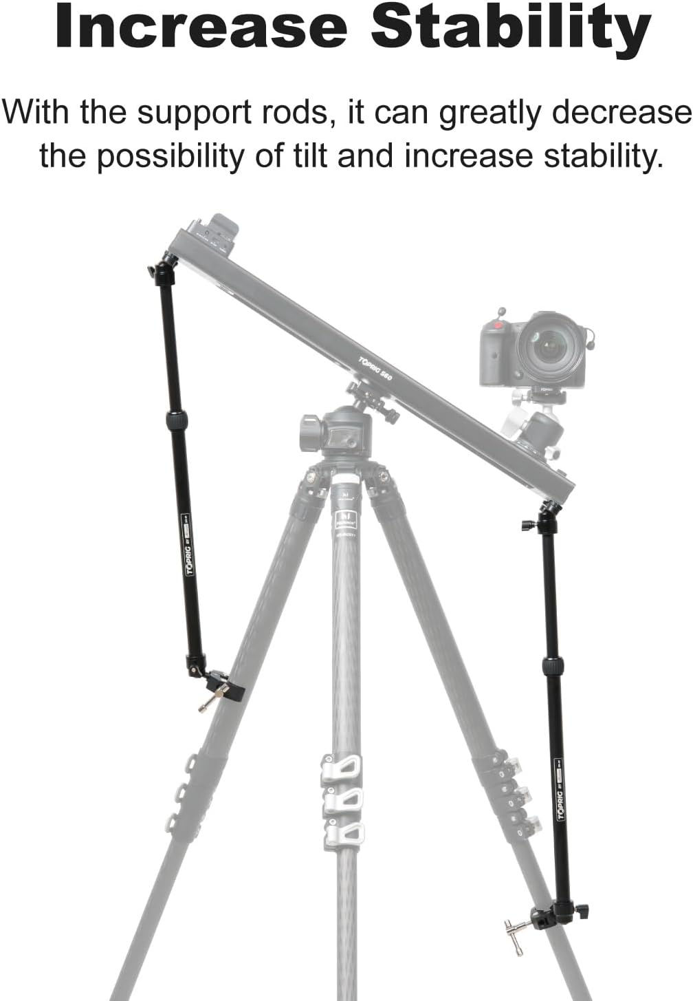 Accsoon Camera Slider Support Arm(2 Arms in), Adjustable Tripod Stability Arm for Increasing Stability in Aluminum Alloy Extendable Pole for Slider Rail Track with C Clamp and Ballhead