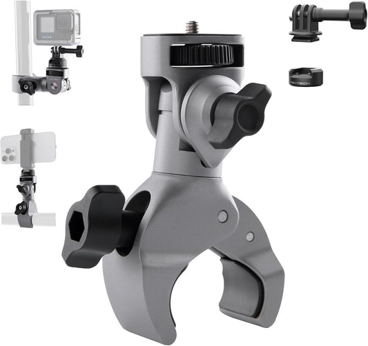 PGYTECH CapLock Super Clamp Mount, Aluminum Alloy Bracket for Insta360 Ace Pro2/X5/X4/X3, Crab Heavy Duty Clamp with 1/4" Screw for Gopro 13/12/11/Osmo Action 5 Pro/4/3/Pocket Action Camera