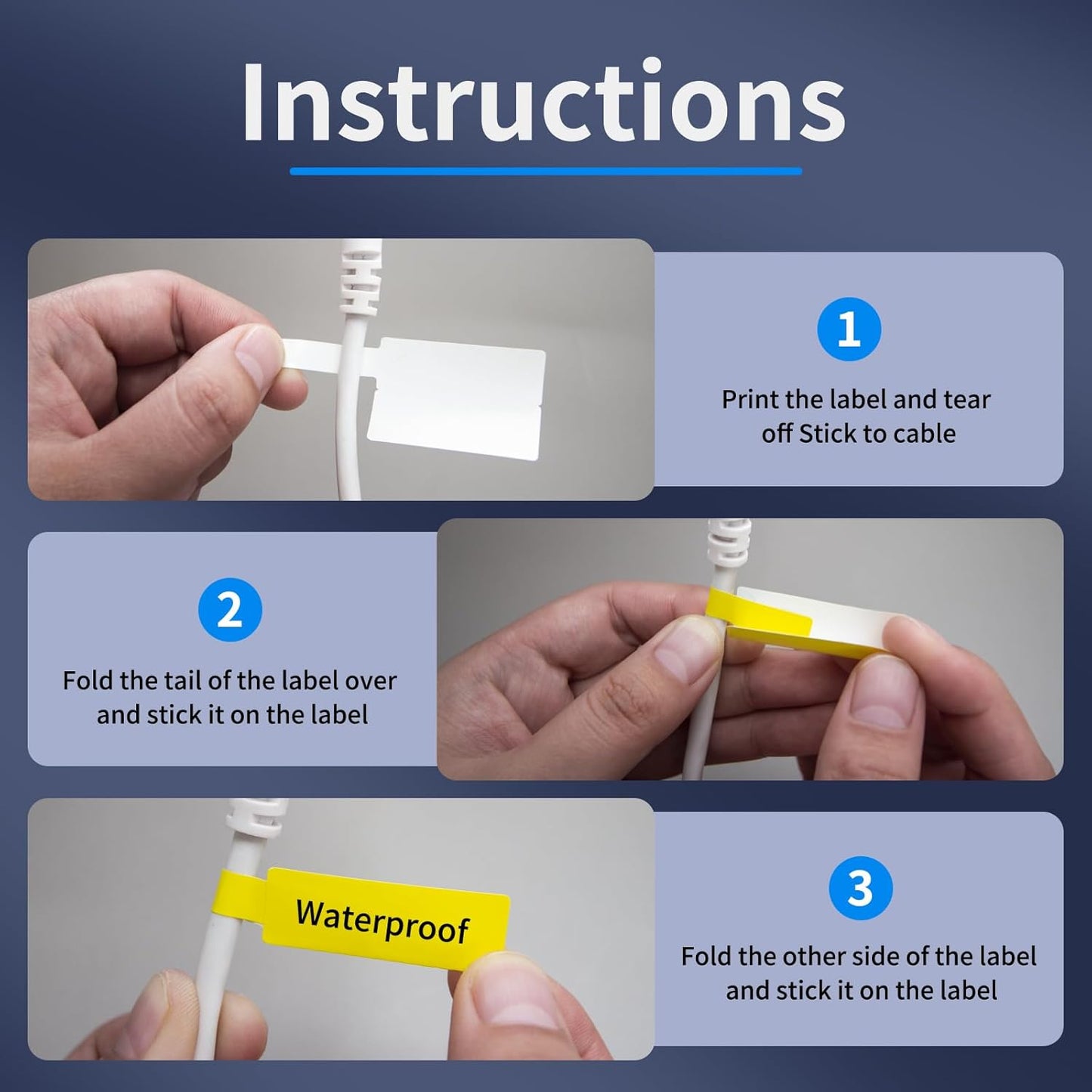 200 Pcs Cable Labels - Waterproof Wire Cord Label, Tear Resistant Wire Labels, Self Adhesive Cord Organizing Label, for Cable Management, Compatible with PUQU AQ20 Label Makers(Yellow) 30x90mm