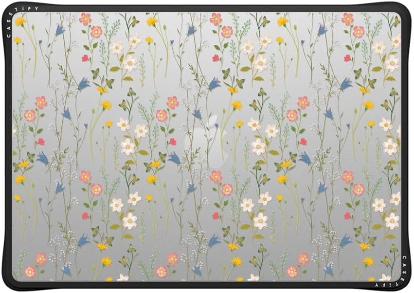 CASETiFY Impact MacBook Air 15" (M2-M4) Case [Cushioned Impact Corners/Scratch-Resistant/Anti-Slip Grip] - Dreamy Floral Pattern - Clear Black
