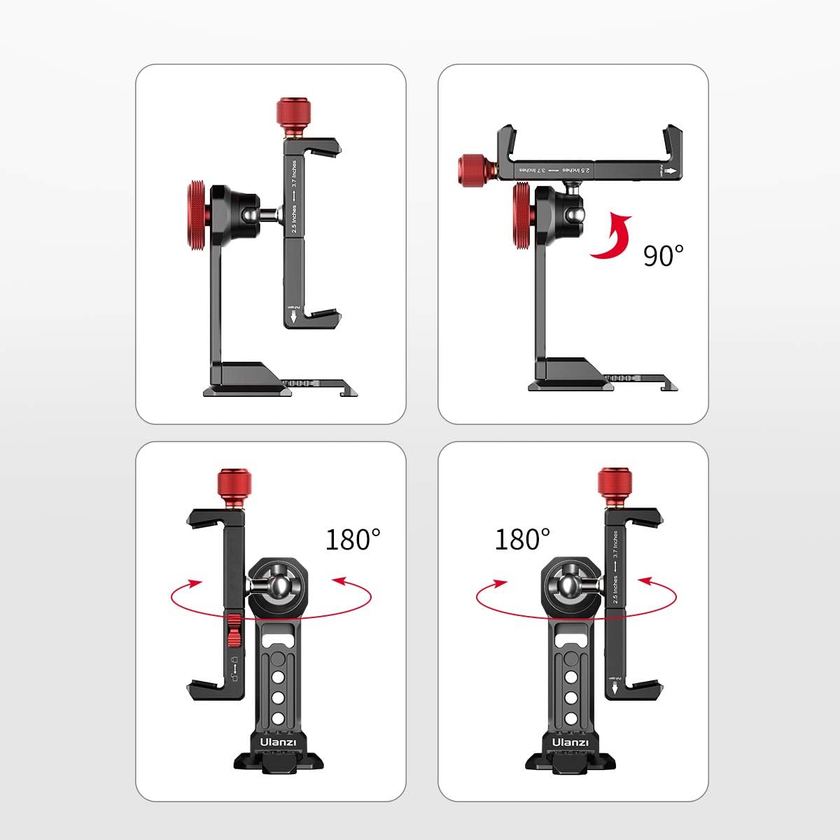 Cell Phone Tripod Mount, ULANZI ST-14 Smartphone Tripod Mount Adapter Aluminum with Cold Shoe, 360° Cell Phone Stand Holder Clamp for iPhone16 15 14 13 12 11 Max Pro iPhone X XR Xs 6 7 Plus