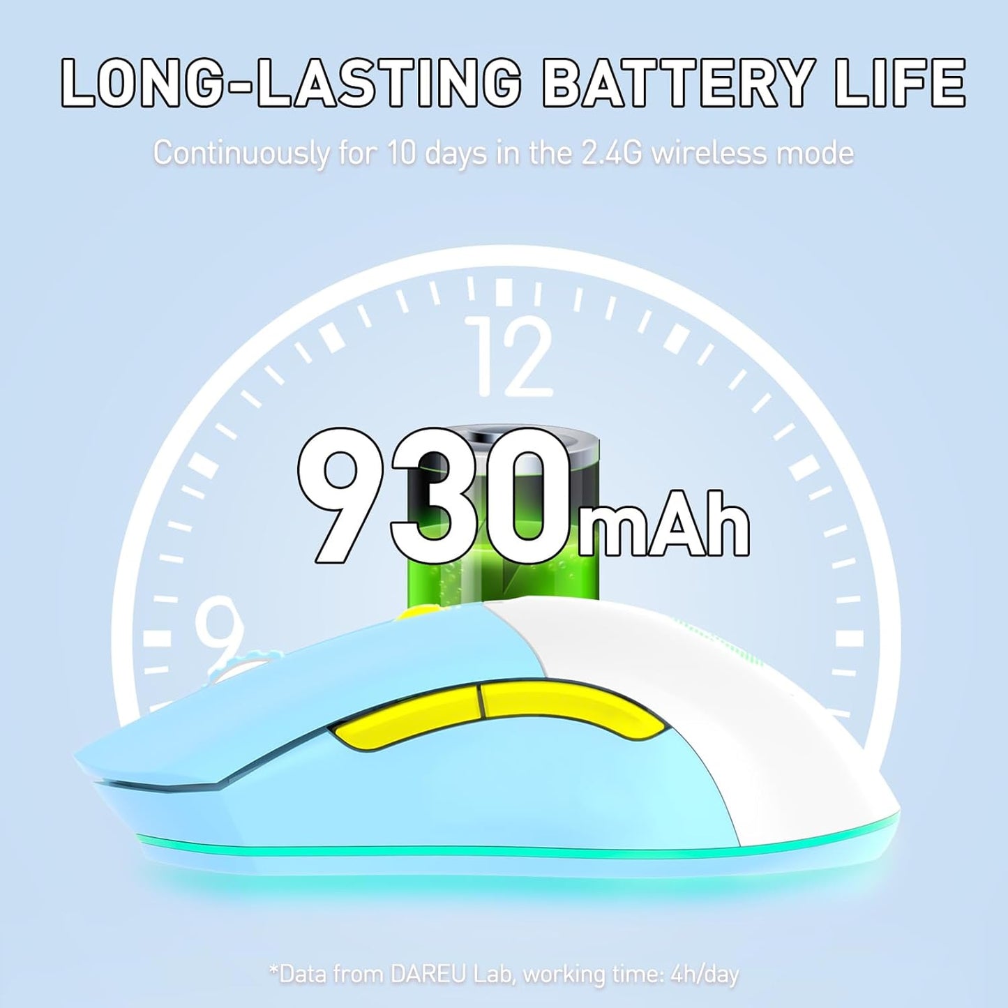 DAREU EM901X Wireless Gaming Mouse with Charging Dock Rechargeable RGB,12K DPI,7 Programmable Buttons High-Precision Sensor [300IPS] [1000Hz] for PC Notebook Mac