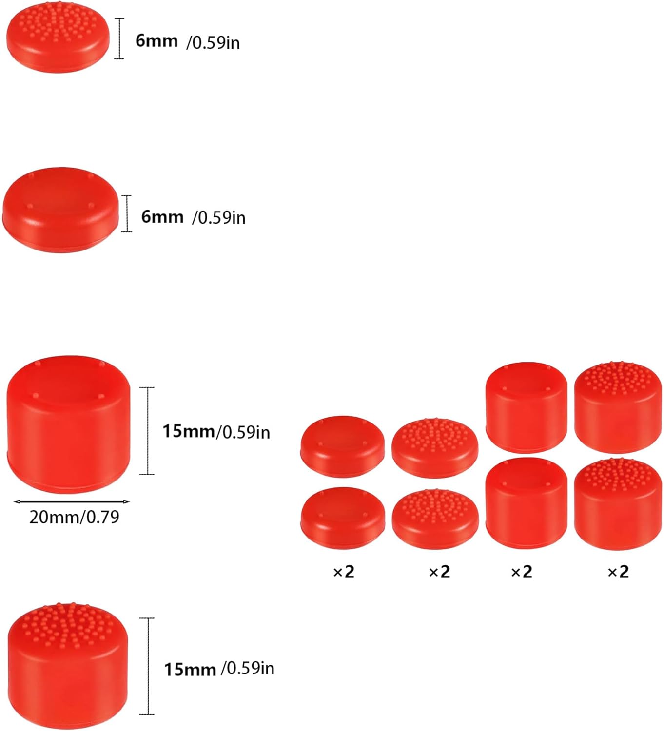 8PCS Silicone Thumb Grips for PS5/PS4/Switch Pro Controllers - 8 Joystick Caps - 3-Height Silicone Joystick Caps with Textured & Smooth Designs, Enhanced Grip for Pro Gaming Accessories