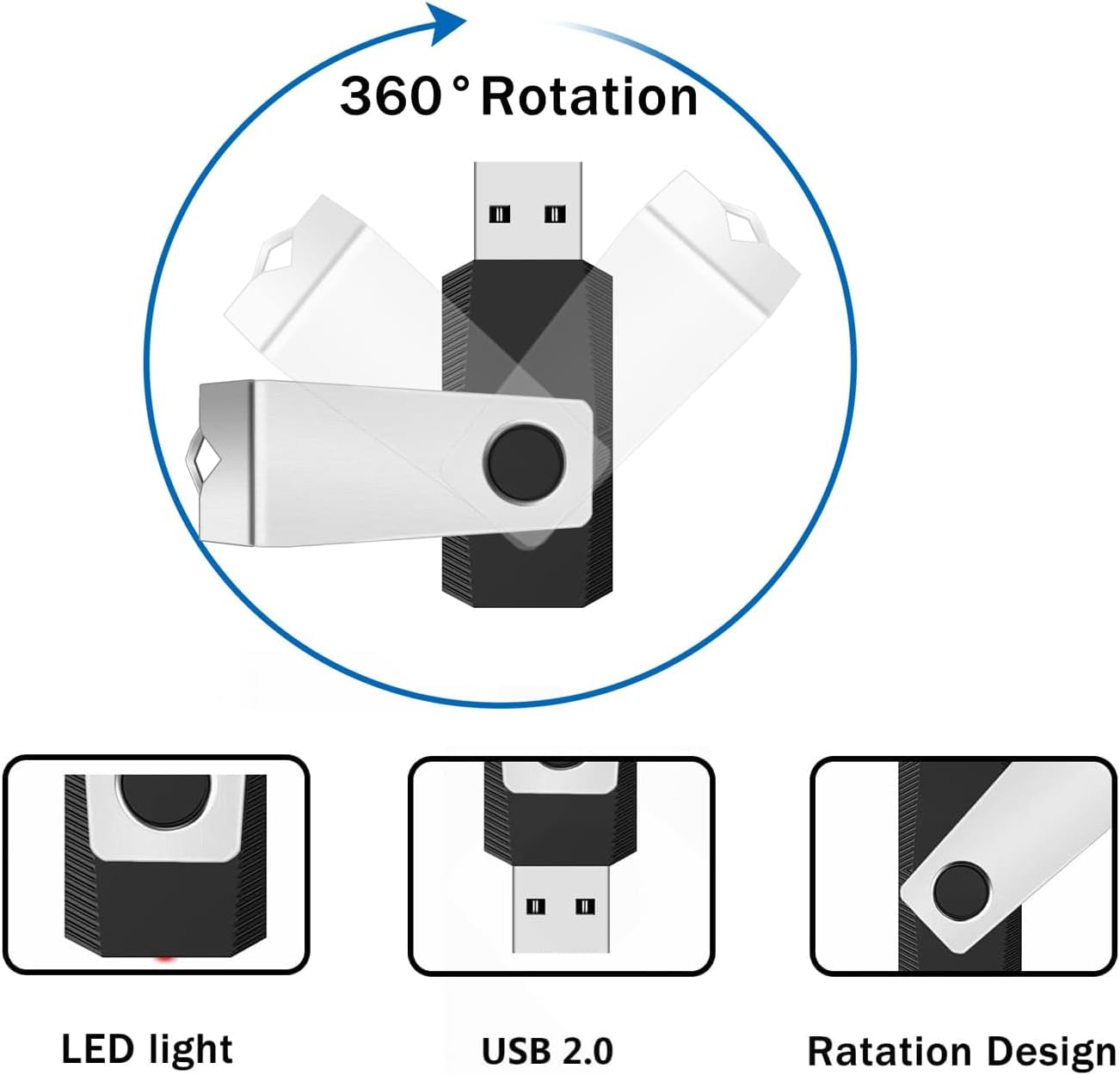 2GB Flash Drives 50 Pack, Wooolken USB 2.0 Thumb Drive with Lanyards Bulk USB Sticks for Weddings,Office, School, Data Storage Backup