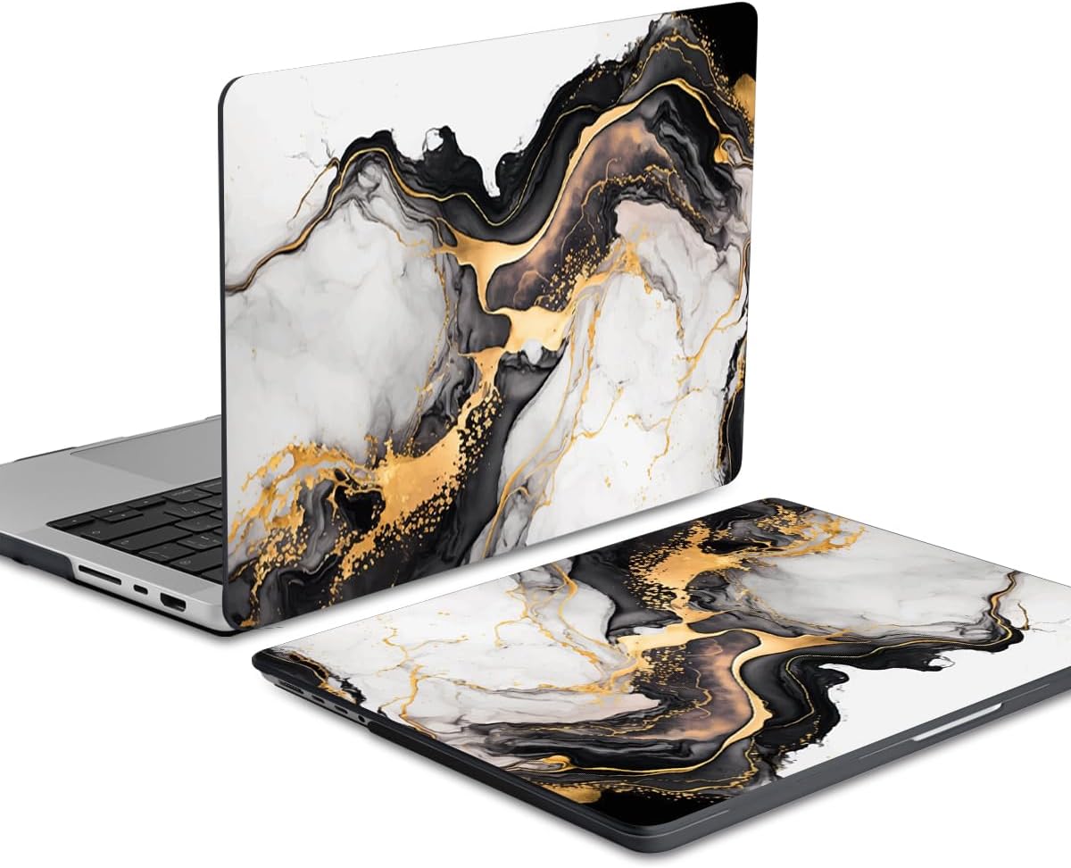 DONGKE for M4 MacBook Pro 16 Inch Case 2024 2023 2021 A3403 A3186 M3 A2991 M2 A2780 M1 A2485 Pro/Max Chip, Plastic Hard Shell Case & Keyboard Cover for Mac Pro 16 with Touch ID, Abstract Marble