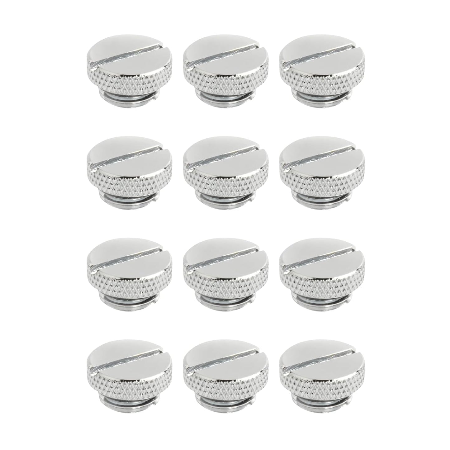 Dracaena.io 12 Pack G1/4" Thread, Thin Water Stop Plug Fitting with Coin Slot for Computer Water Cooling System, Durable Brass/Copper Material, Silver