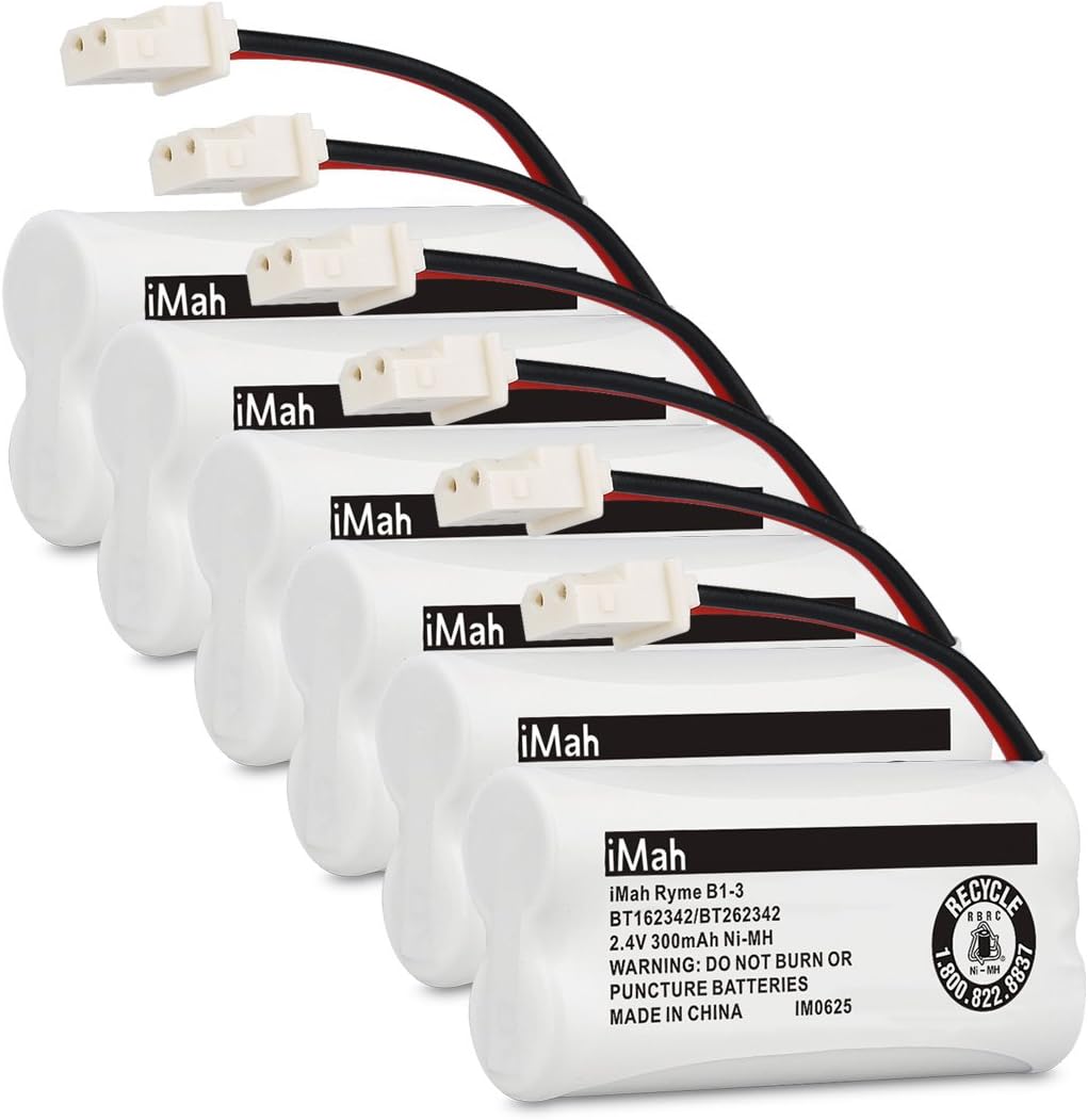 iMah BT162342/BT262342 Cordless Phone Batteries Compatible with VTech CS6409 CS6419 CS6429 CS80100 AT&T CL81101 EL5210 EL52400 Handset Telephone (Pack of 6)
