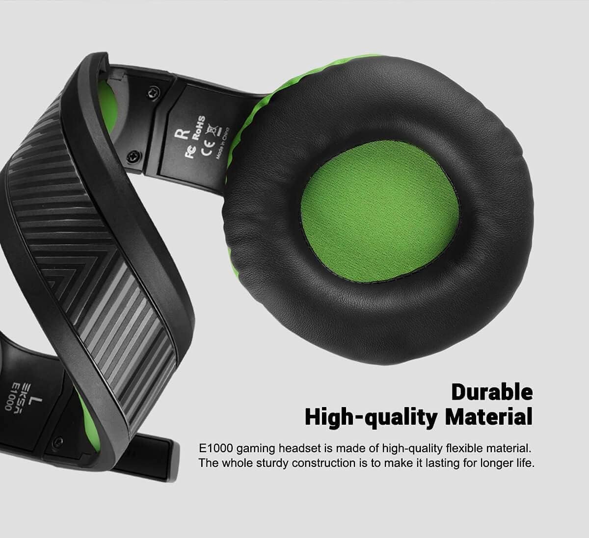 EKSA E1000 Gaming Headset, Computer Headphones with Noise Canceling Mic & RGB Light, Compatible with PC, PS4, PS5, Laptop