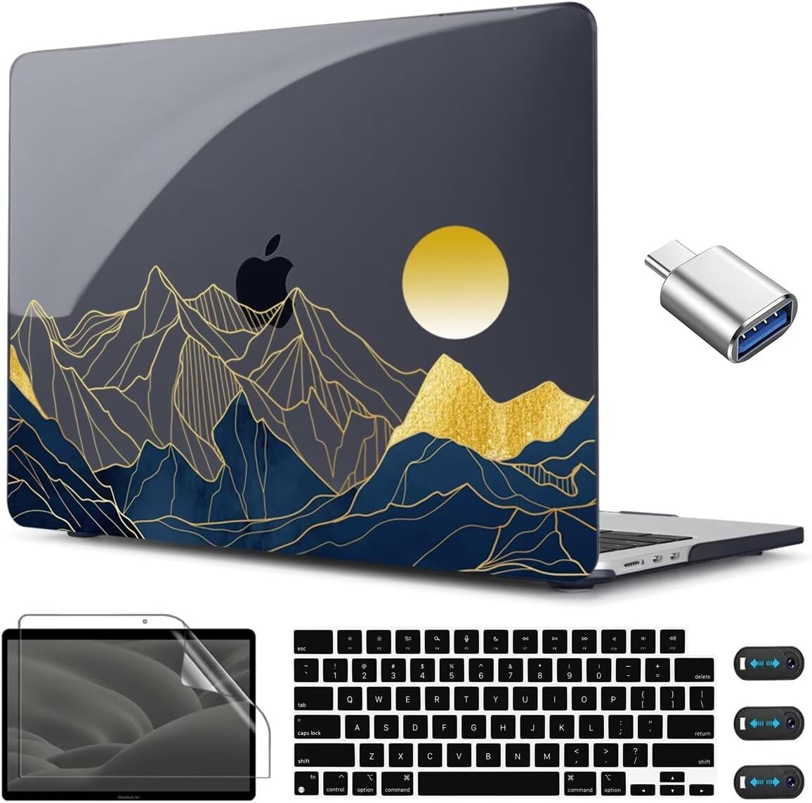 CISSOOK Compatible with MacBook Air 13.6 Inch Case A3240 A3113 A2681, Laptop Hard Shell Mountain Sunshine Cover with Keyboard Cover for MacBook Air 13 M2 M3 M4 Release 2022 2024 2025