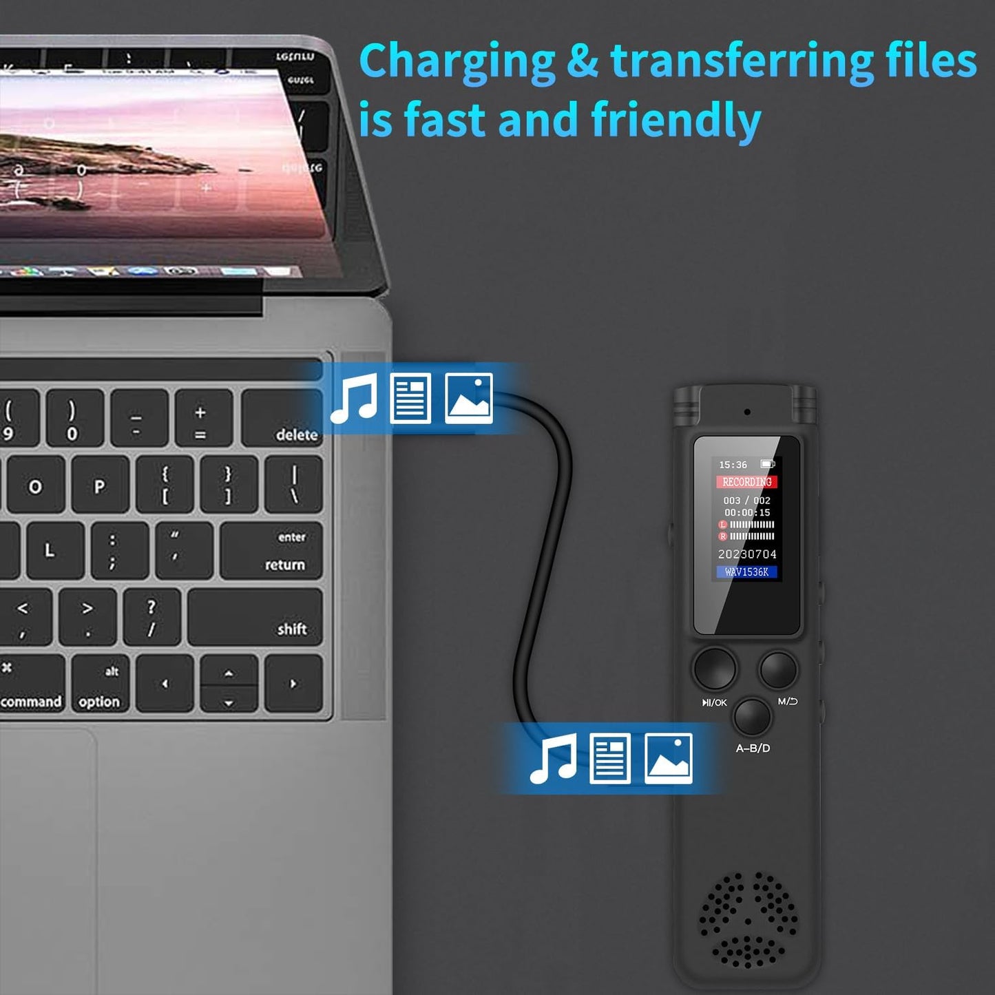 64GB Digital Voice Recorder Voice Activated Recorder for Lectures Meetings, Audio Recorder with Playback, Password, Variable Speed, Tape Recorder USB Charge, MP3