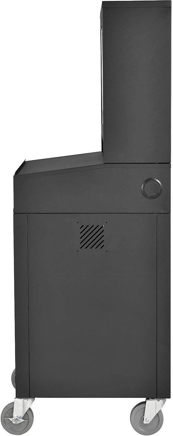 Global Industrial Mobile Security LCD Computer Cabinet Enclosure for 24" Diagonal Monitors, Steel Construction, Black Powder Coat Finish, 24-1/2"W x 22-1/2"D x 62-3/4"H