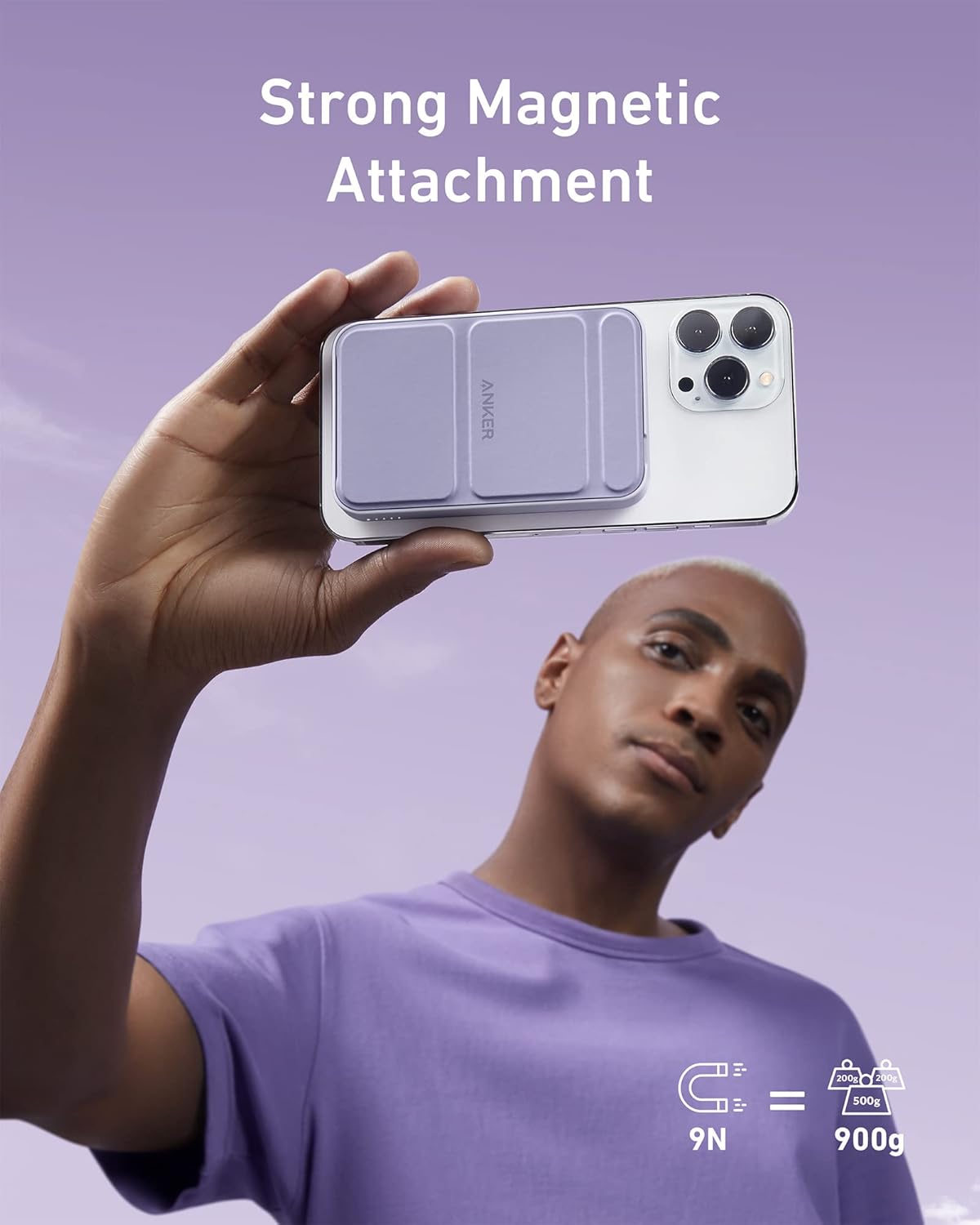 Anker 622 Magnetic Battery (MagGo), 5,000mAh Foldable Magnetic Wireless Portable Charger with Stand and USB-C Port (On The Side), Magsafe-Compatible for iPhone 16/15/14/13 Series