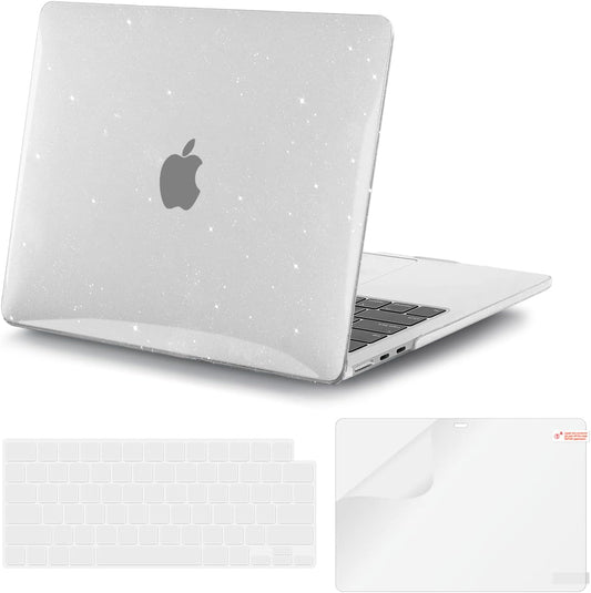 iCasso for MacBook Air 13 inch Case 2025 2024-2022 Release M4 A3240 M3 A3113 A2681 M2 with Liquid Retina Display, Hard Plastic Shell for Mac Air 13.6, Keyboard Cover&Screen Protector, Clear Glitter