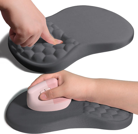 Ergonomic Joint Wrist Support Mouse Pad with Memory Foam Cushion Massage Bump, Carpal Tunnel Pain Relief Mousepad Slope Design for Wrist Rest, 11.8x7.9 in, DimGray