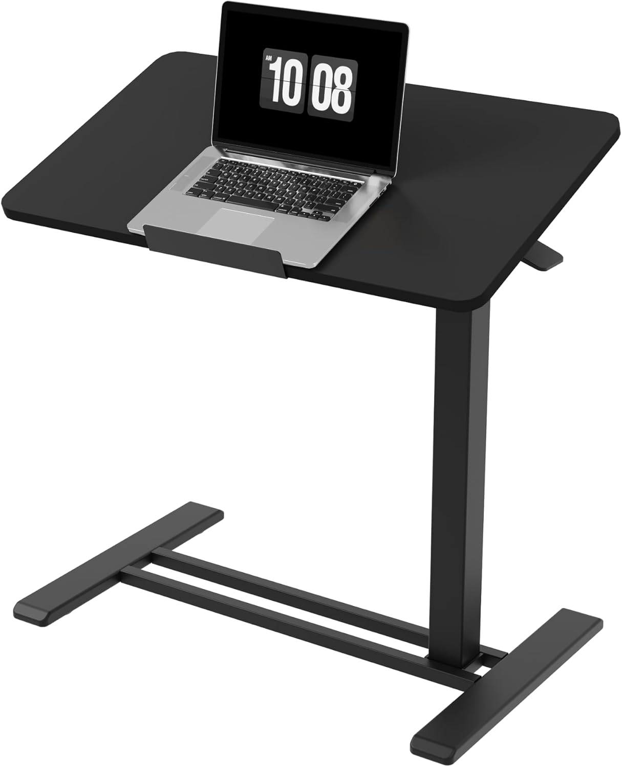 FLEXISPOT H7 PRO Mobile Standing Desk Adjustable Overbed Table Pneumatic with Wheels 90°Tiltable Portable Laptop Desk Rolling Computer Cart Foldable Bedside Table(27.6" W x 15.7" D, Black)