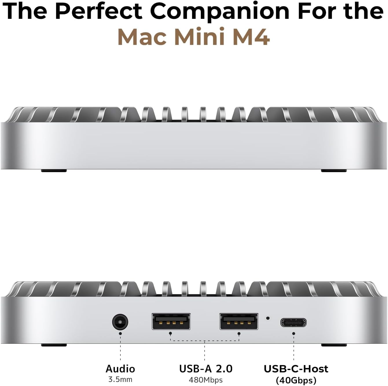 40Gbps Aluminum Hub & Stand for New M4/M4 Pro Mac Mini (2024) with 40Gbps NVMe/M.2 SSD Enclosure, 2X USB-A, USB-C Host, 3.5mm Audio – Compatible with All New Mac Mini M4/M4 Pro