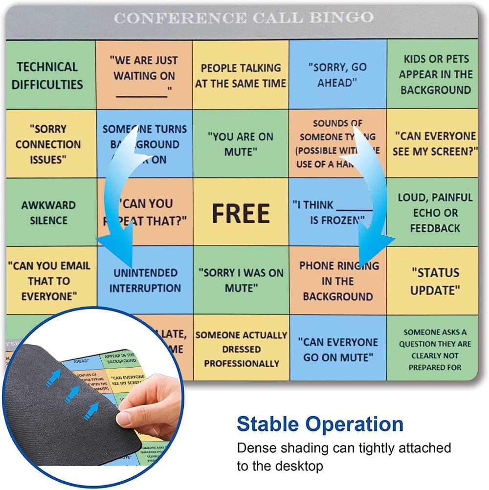 Conference Call Bingo Mouse Pad, Personalized Mouse Mat Waterproof Non-Slip Rubber Base MousePads for Office Home