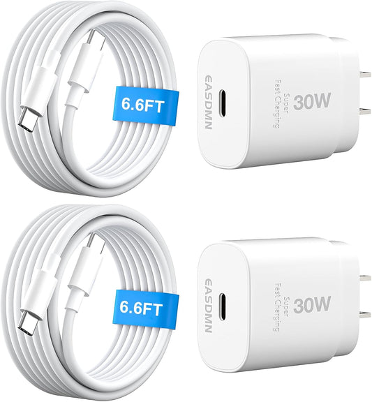 30W USB C i Phone 16 15 Charger Fast Charging,2PACK Wall Charger for iPhone 16 15 Pro Max Charger Cord 6.6FT Fast Type C Charger Block for iPhone 16/16 Pro/15 Plus/15 Pro/15 Pro Max,i Pad Pro/Air/Mini