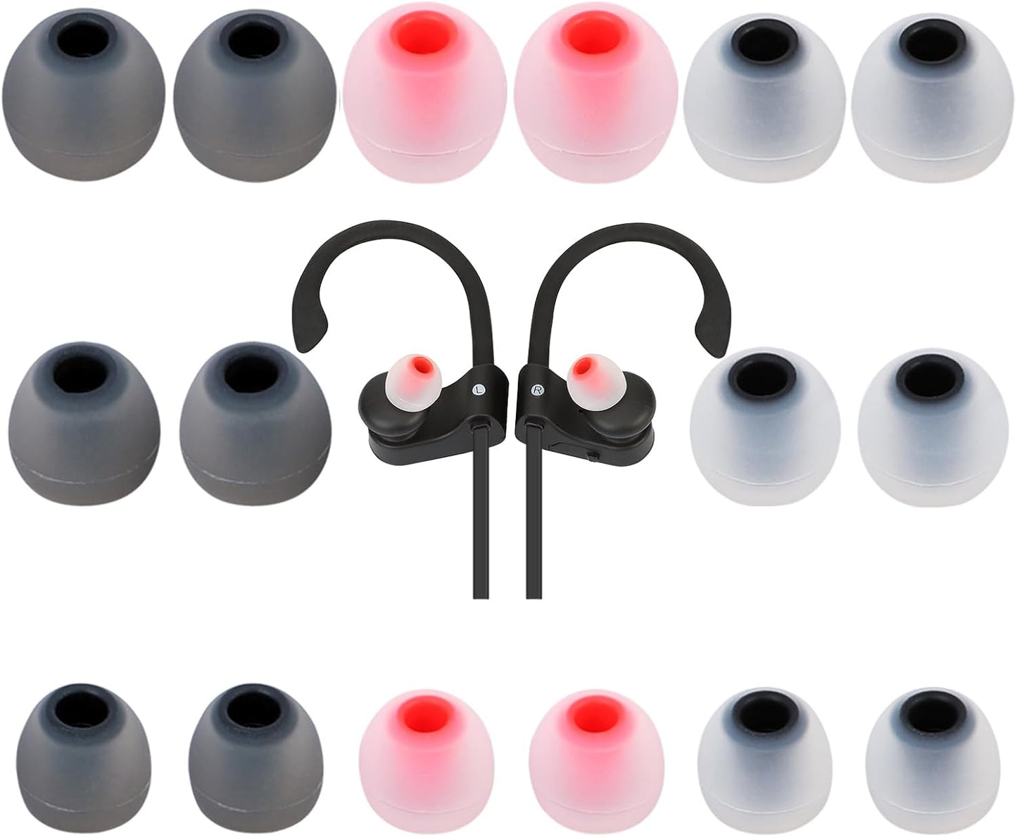 Earbud Tips Ear Bud Tips Soft Anti Slip Washable and Reusable Silicone Replacement Earbud Tips Fit Most in-Ear Earbuds(Inner Hole 3.8mm -5.1mm) 18pcs S M L