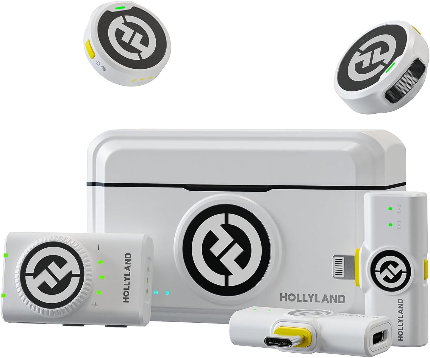 Hollyland Lark M2 Wireless Lavalier Microphone for iPhone/Android/Camera/PC/Laptop with Lightning/USB-C/Plug, 48KHz 24Bit, 1000ft Range, Noise Cancellation, 30H Battery for Video Recording, Streaming