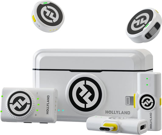 Hollyland Lark M2 Wireless Lavalier Microphone for iPhone/Android/Camera/PC/Laptop with Lightning/USB-C/Plug, 48KHz 24Bit, 1000ft Range, Noise Cancellation, 30H Battery for Video Recording, Streaming