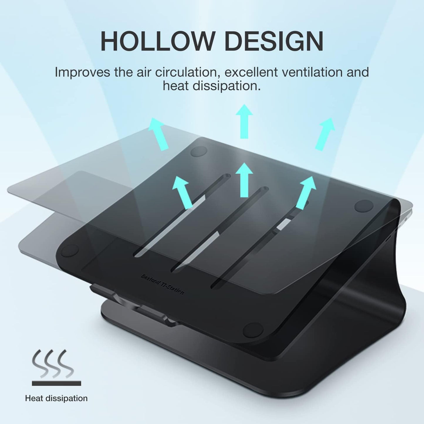 Laptop Stand, Aluminum Notebook Holder Riser Heat-Vent for MacBook Air/Pro, Dell, HP, Lenovo, Microsoft Surface, Samsung 11-16 inches Notebook (Black)