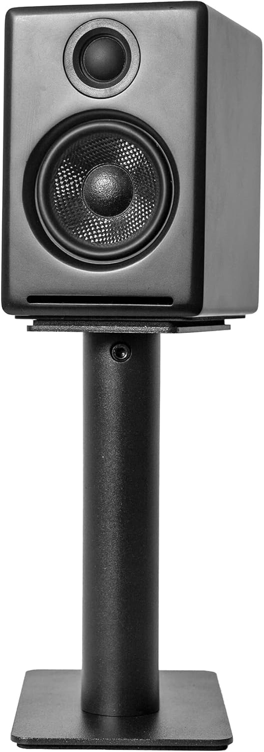 Kanto SP9 Rising Desktop Speaker Stands for Small/Medium Bookshelf Speakers & Compact/Mid-Size 2”-4” Studio Monitors | 8.3" Tall | Black | Pair