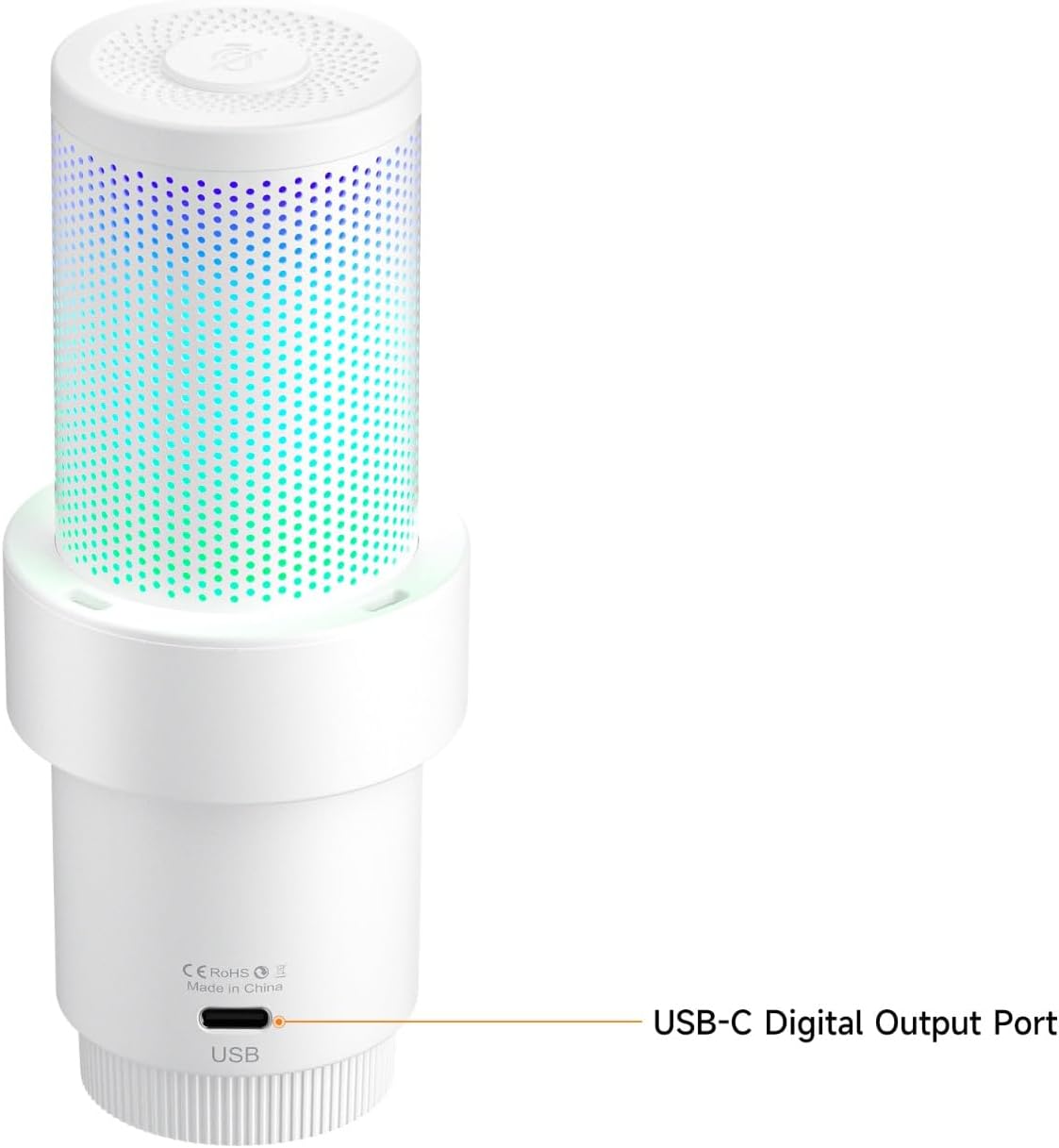 COMICA EJoy Uni A USB Microphone for Computer and Smartphone,RGB Cardioid Condenser Gaming Mic for Podcasting,Streaming,Recording,Music Creation,with Boom Arm Stand-White