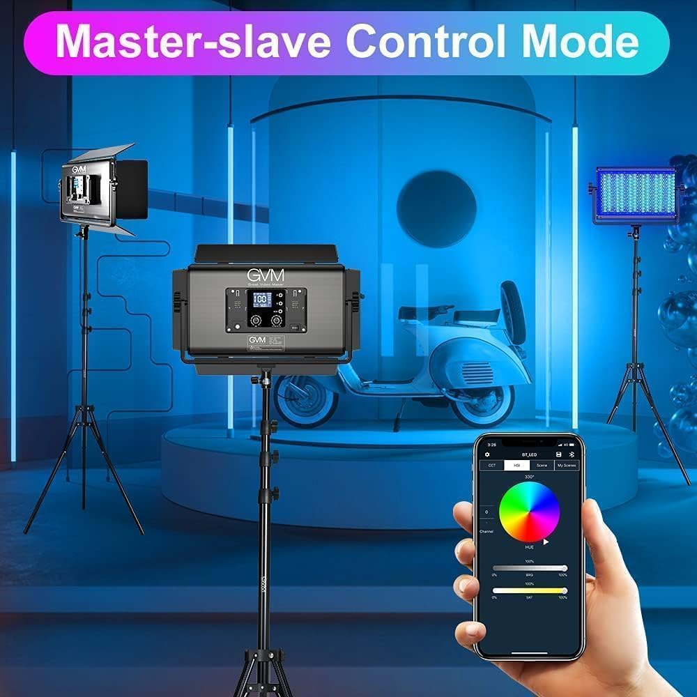 GVM 1500D RGB LED Video Light with Battery, 75W Video Lighting Kit with Bluetooth Control, 2 Packs Led Panel Light for Photography, YouTube Studio, Video Shooting, Conference,1128 Led Beads