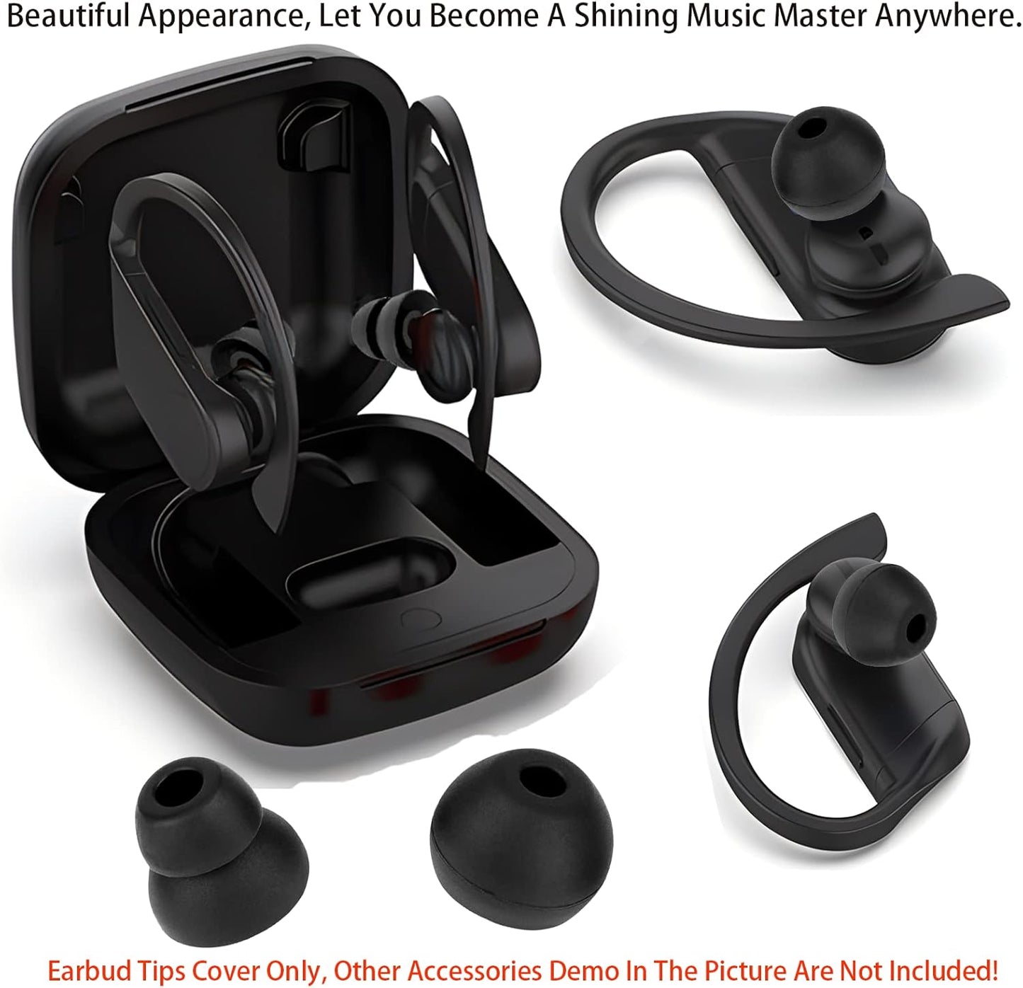 4 Pairs Earbud Tips Fit for Powerbeats Pro Ear Tips Beats Earbuds Replacement Tips Replacement Earbud Tips Earbud Replacement Tips Earbud Caps Headphone Earbud Tips Replacement Ear Pads Black