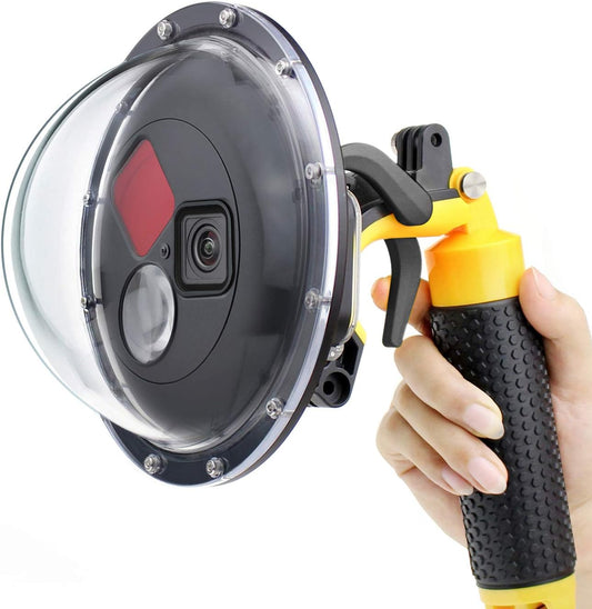 Dome Port for GoPro Hero 13 12 11 10 9 Black, Dome Port Lens with Waterproof Housing Case, Trigger, Floating Hand Grip, Built-in Switchable Red Filter and 10x Macro Filter