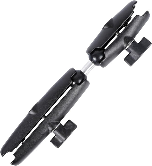 Dual Extension Double Socket Arm with 1" Double Ball Adapter Compatible with RAM B Size Mount and Other 1 inch Industry Standard Device, 360° Rotation Rod for Bike, Truck, Car (10.47" Length)