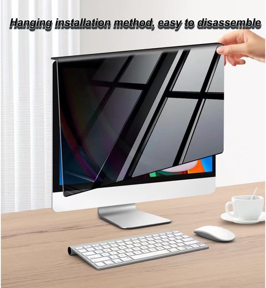 24 inch Hanging Monitor Computer Privacy Screen Filter, Anti Glare Blue Light Screen Protector Panel, Computer Screen Privacy Shield for Widescreen Monitor, 24 inch 16:9 Aspect Ratio