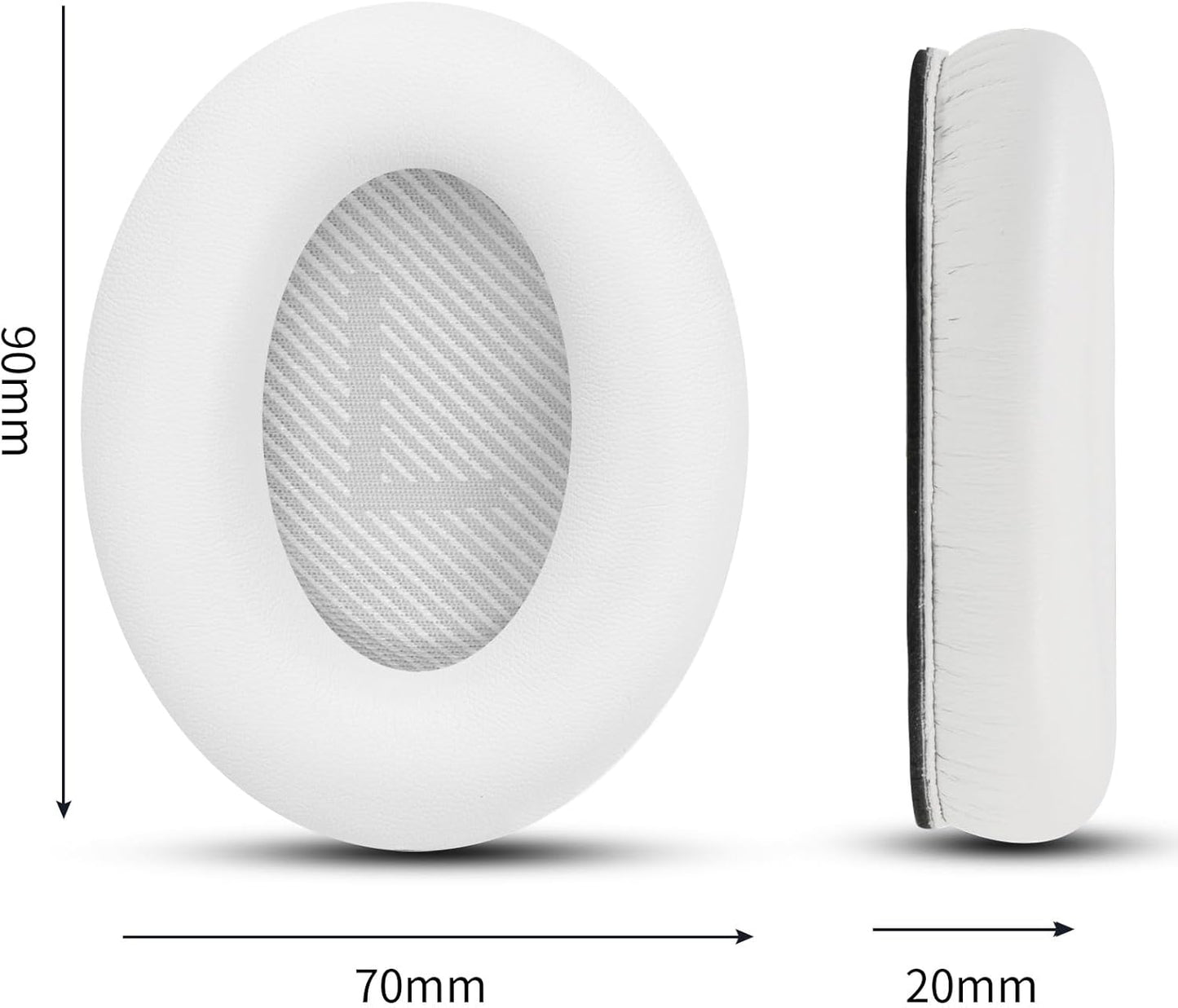 Headphones Replacement Ear Pads, Protein Leather earpad Cushions for Bose Quiet Comfort QC35 Headphones, Replacement Earpads, Softer Memory Foam - White