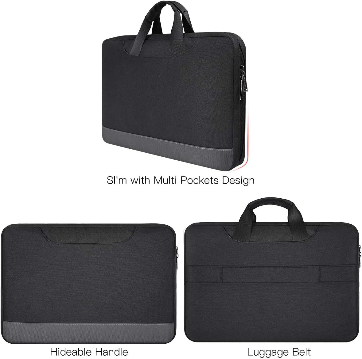 14 15 Inch Waterproof Laptop Sleeve Men Women TSA Briefcase for MacBook Pro 14 M4/M3/M2/M1, Macbook Air 15 M4/M3, Dell Inspiron 14/XPS 15, Lenovo Acer HP ASUS Chromebook 14 Carring Case, Black