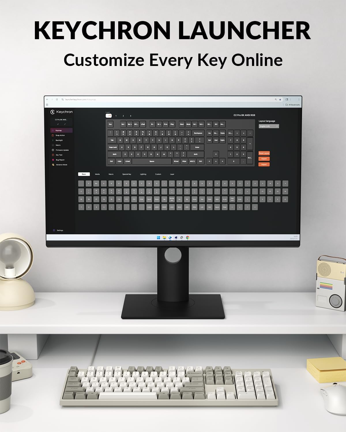 Keychron C2 Pro Wired Mechanical Keyboard with 8K Hz Polling Rate, Full Size Custom RGB Backlit Hot-Swappable, Non-Shine Through PBT Keycaps Compatible with Mac Windows Linux