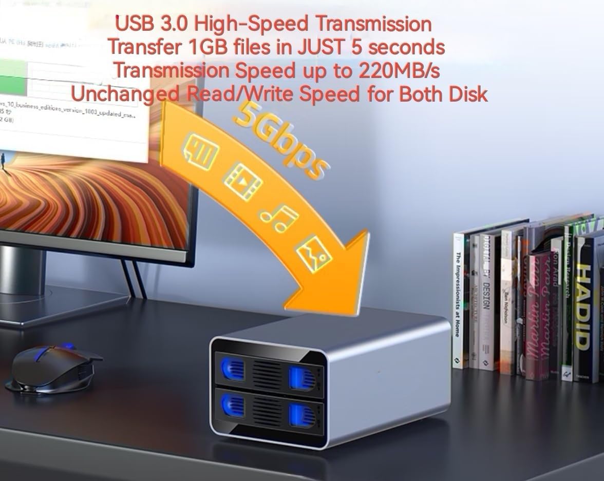 IO Crest 2 Bay Tool Less Tray Hot Swappabe 2.5" 3.5" SATA Non Raid External USB 3.0 Enclosure SY-ENC50124