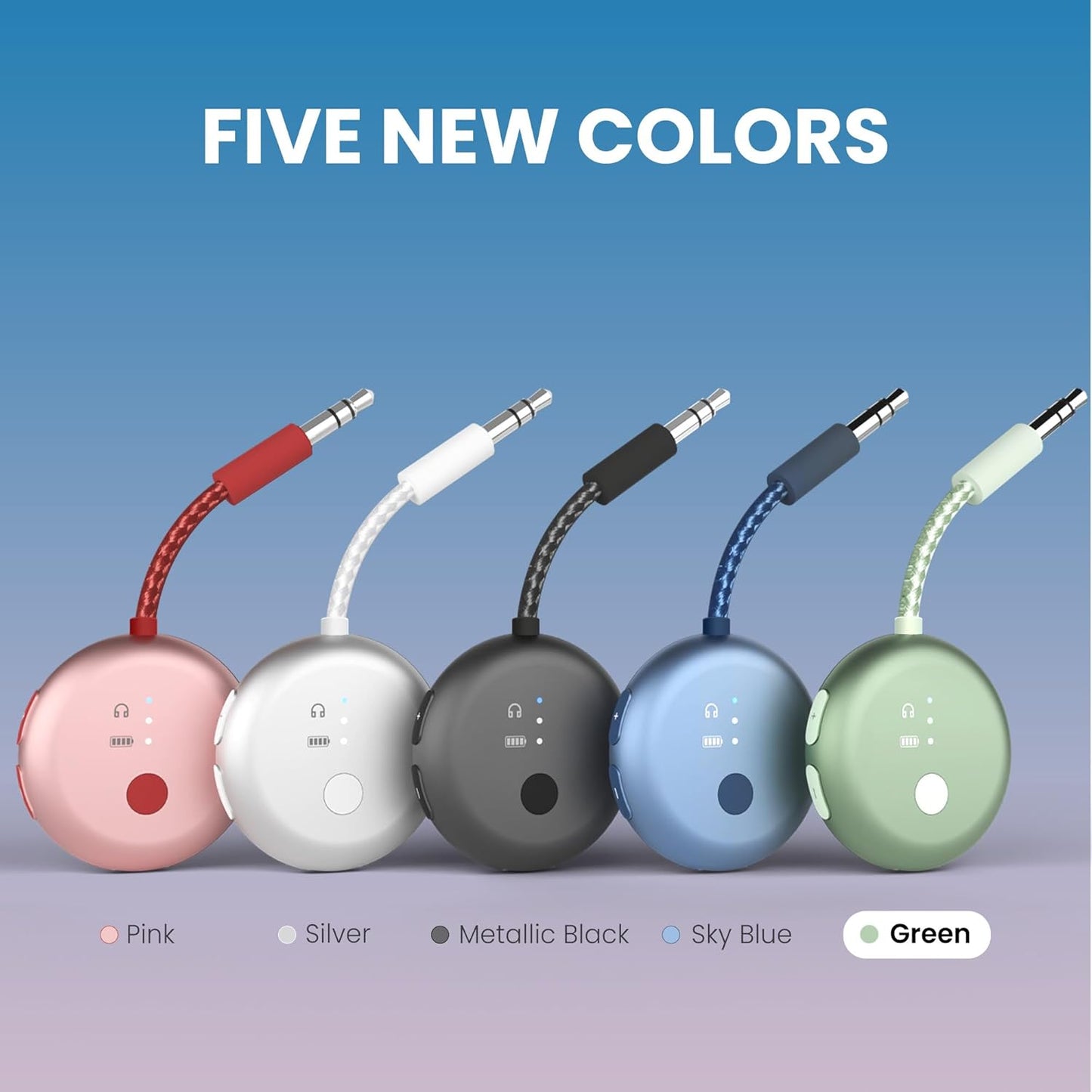 Avantree SoundJet R1 – Airplane Bluetooth Adapter for Headphones & AirPods, aptX Adaptive, Qualcomm Chipset, 20H Battery, Wireless Audio Transmitter for in-Flight Travel Essentials - Green