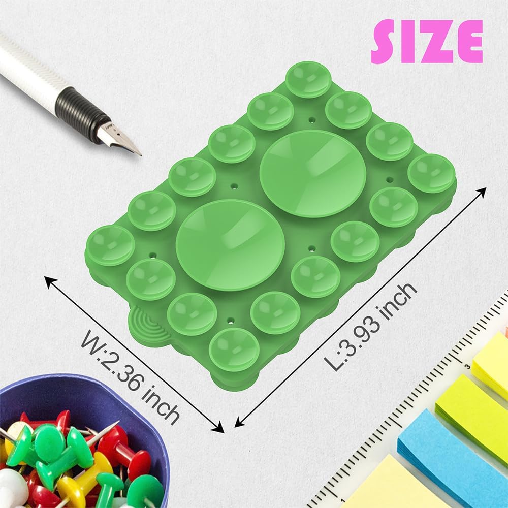 Double Sided Silicone Suction Phone Holder Mount,Compatible with iPhone and Android Cases Hands-Free Mirror Shower Phone Mount Strong Grip Holder (Grass Green, Double Sided 2PCS)