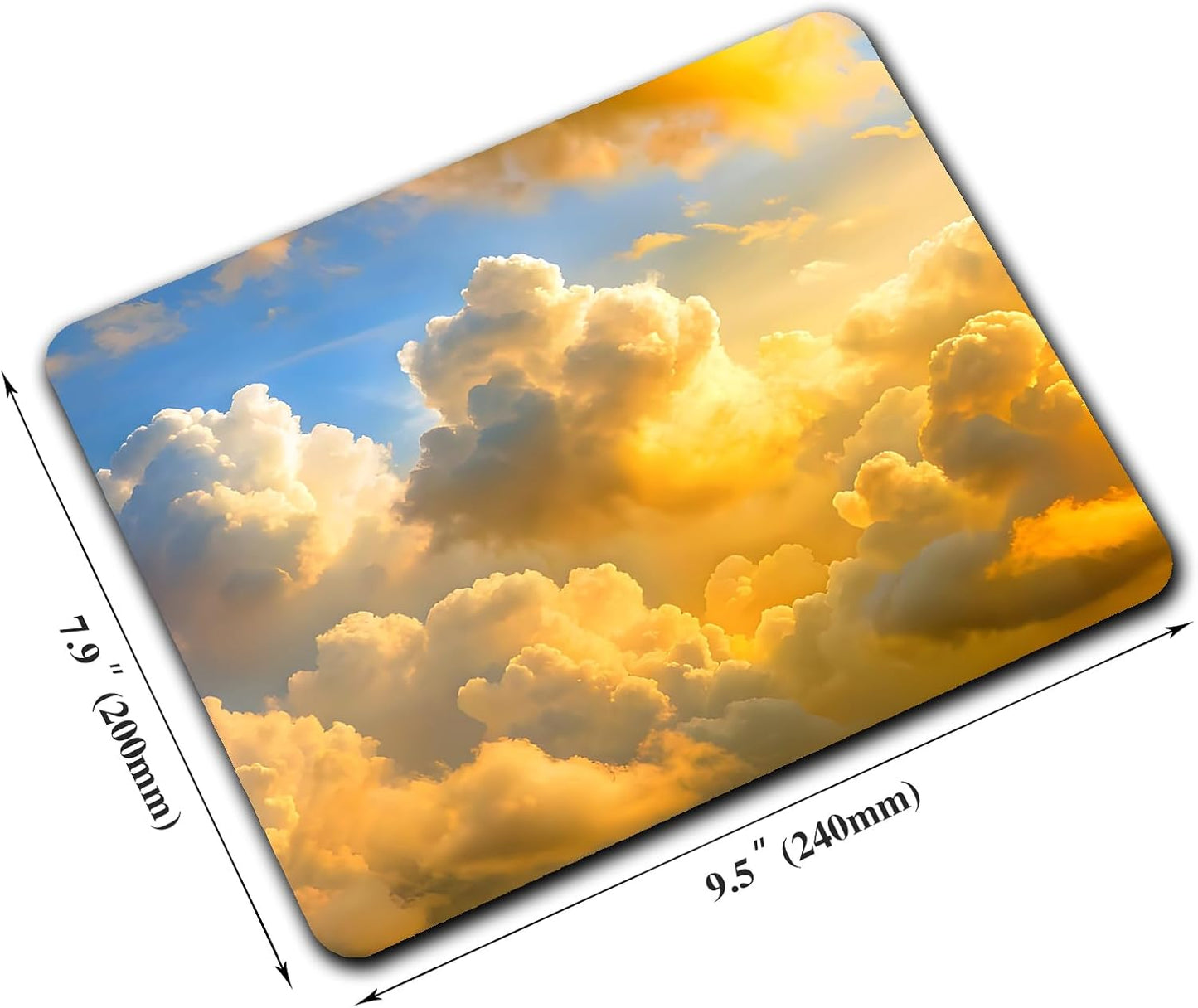 Aesthetic Gold Clouds Mouse Pads for Desk, Portable Wireless Computer Mouse pad Small Design with Women, Non-Slip Rubber Base Laptop Mousepad 9.5" x 7.9" Smooth Surface for Office & Travel