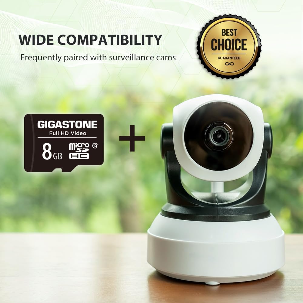Gigastone 8GB Micro SD Card, FHD Video, Surveillance Security Cam Action Camera Drone Professional, 80MB/s Micro SDHC Class 10