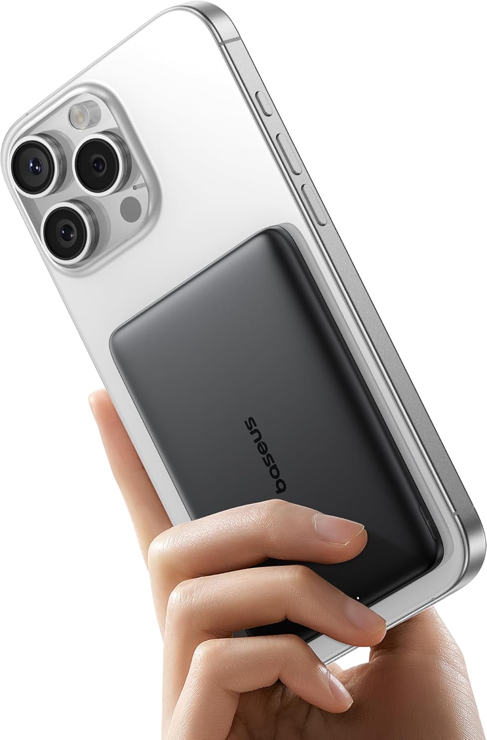 Baseus Picogo Power Bank, 0.3" Ultra Slim 5000mAh MagSafe Portable Charger with USB-C Braided Cable, Card-Size Magnetic Battery Pack, Alloy Wireless Fast Charger for iPhone 16/15/14/13/12, Lightweight