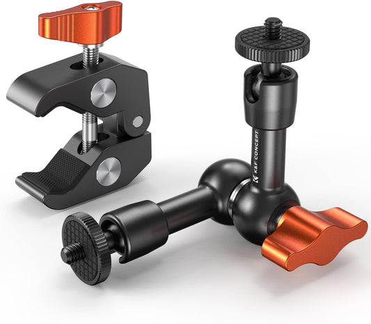 K&F Concept 6" Magic Arm Clamp Kit with 1/4" & 3/8" Thread Screw, Articulating Friction Arm with Camera Clamp Mount for Monitor, LED Light, Webcam, Action Camera