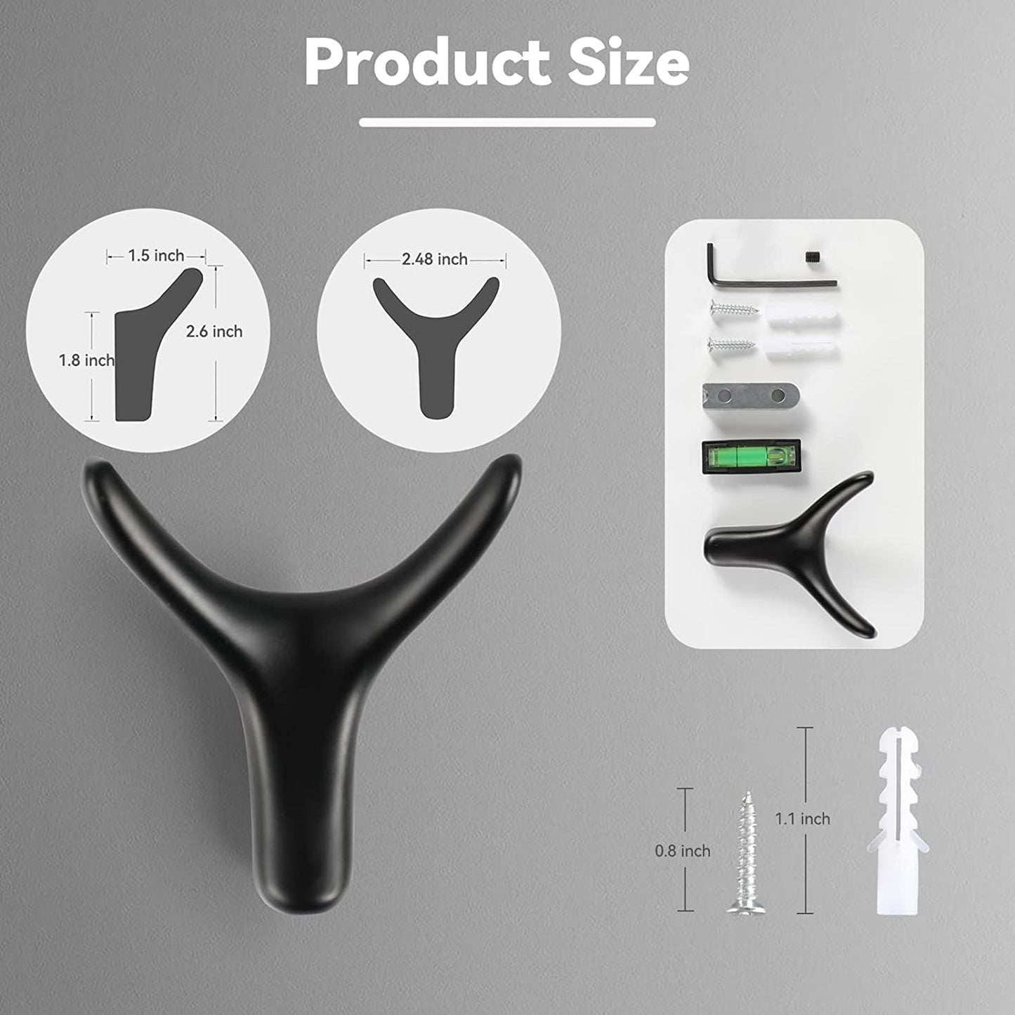 4 Packs Towel Hooks,Coat Hook Cow Head Wall Hooks, Metal Heavy Duty Wall Hooks for Hanging Coats, Hats, Bags, Kitchenware and Towels in Living Room, Kitchen, Bedroom and Bathroom (Black)